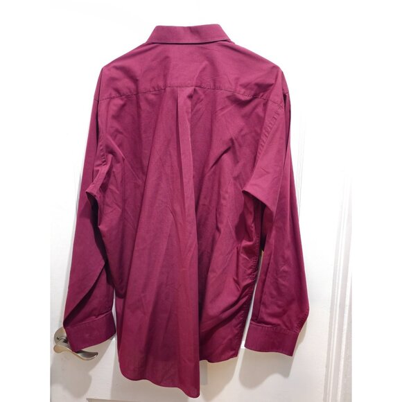Kilburne & Finch Men’s Dress Shirt 17 34/35 Burgundy – Classic Fit Long Sleeve - Picture 7 of 13